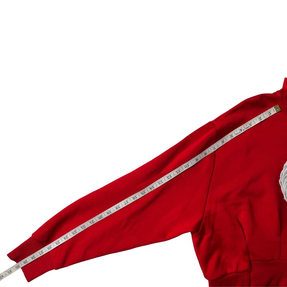 1-42 VERSACE Women's Pullover Cropped Hoodie Embroidered Logo Red Medium/44 - Picture 16 of 16